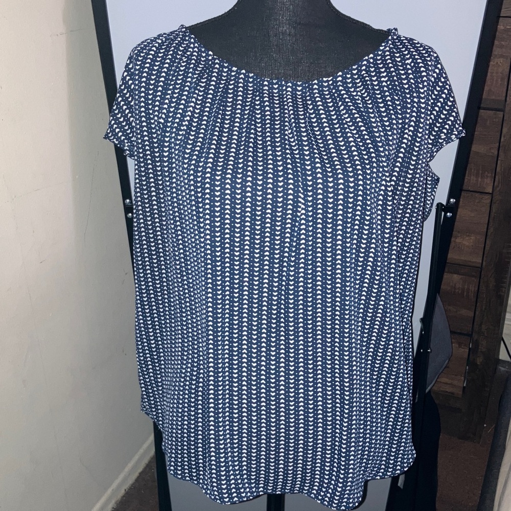 LC Lauren Conrad Navy and White Blouse